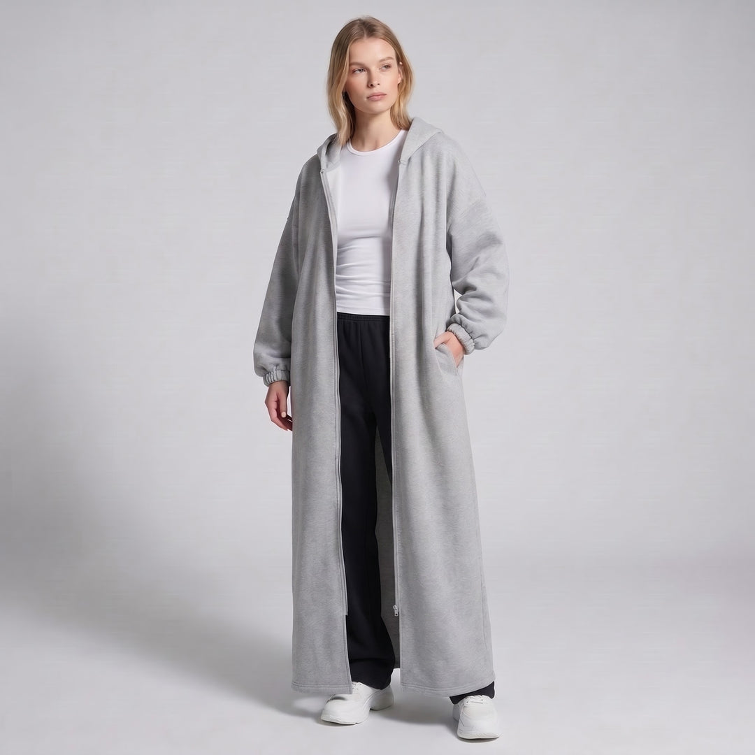 MH Full Length Hoodie with Pockets, One Size UK 10-18. Length 55 inches, Chest size 28 inches,  Casual Womenswear Long Sleeve