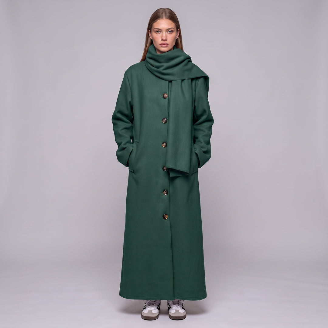 MH Long Coat with Scarf & Pockets, One Size UK 10-20, Length 50 inches & Chest 25 inches,