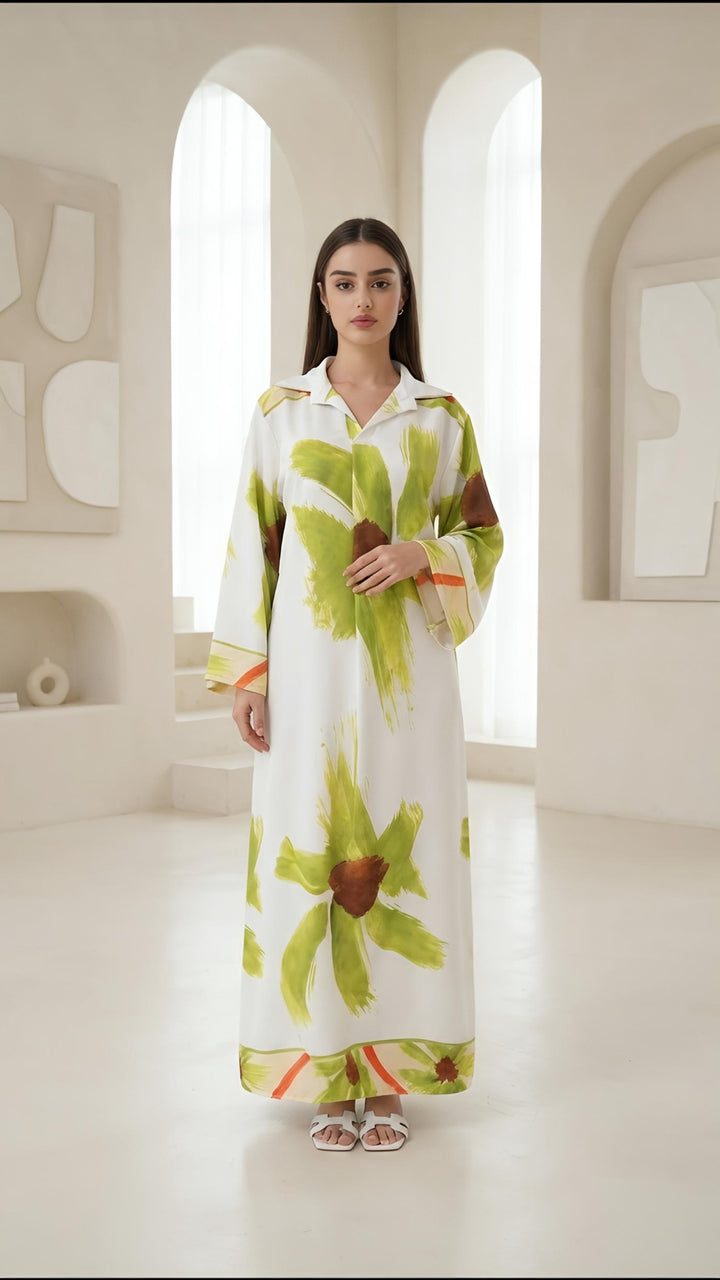 MH Women's Collared Floral Dresses, One Size UK 8-18/20, Dress Length 55 inches, Chest Size 24 inches,  Casual Womenswear Summer Maxi