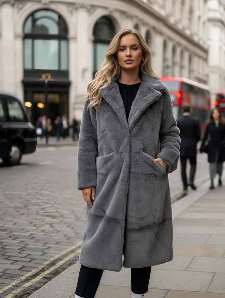 MH Premium Fur Coat - Double Lined With Pockets Outerwear One Size UK 8-16, length 40 inches, 23 inches