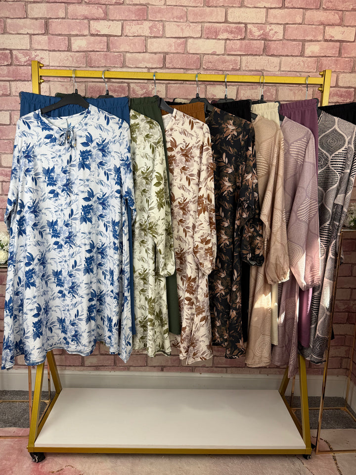 ZAYNE Mist House Two piece Co-ord Set with drawstring in neck, One Size (UK 8-16) viscose fabric Floral Womenswear Casual Dress