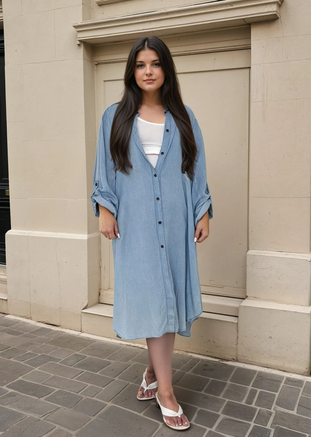 Denim Elegance Shirt Dress for Women