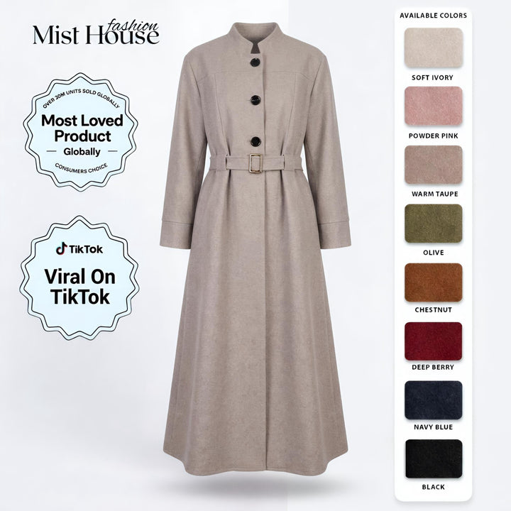 MH Wool Blend Jacket with Belt, One Size UK 10-18, Length 50 inches & Chest 25 inches Tops Womenswear