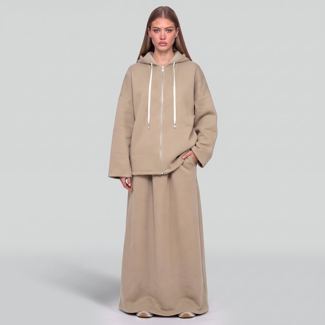 MH Fleece 55% Cotton Hoodie with Skirt & Pockets, One Size UK 10-20, Shirt length 29 inches & 26 inches chest, Skirt length 40 inches & 27 inches waist, Casual Soft Womenswear Everyday