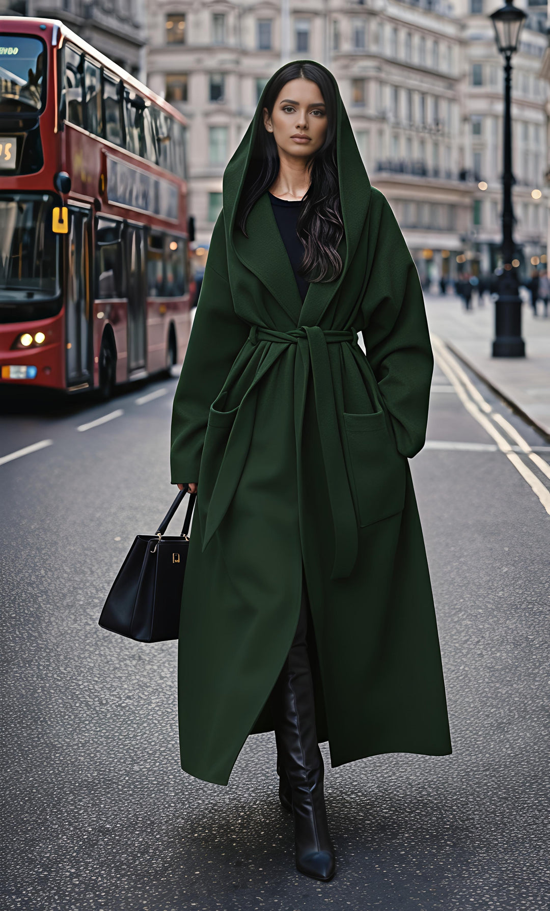 MH (MIA) Hoodie Long Coat with Pockets  One Size UK 10-20 Womenswear Outerwear