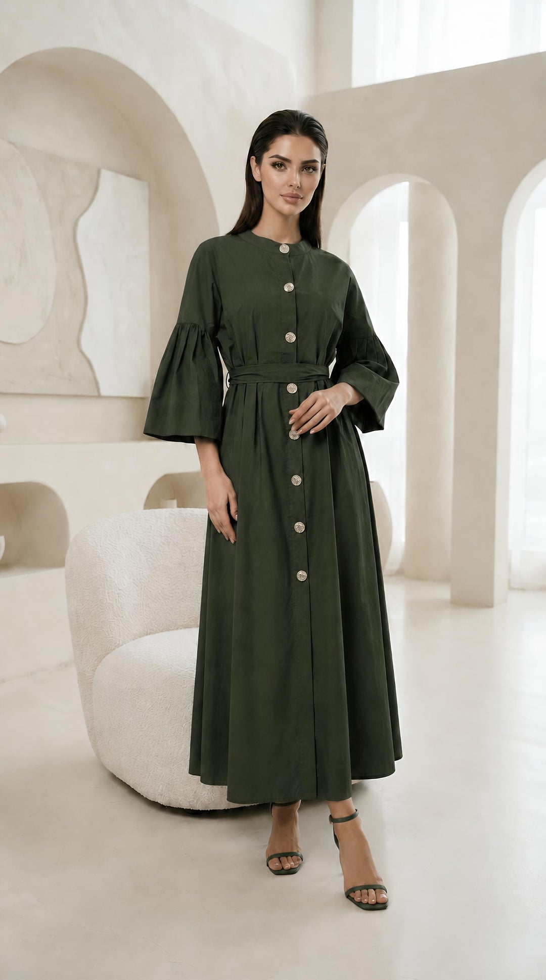 Summer Cotton Dresses Gold Button With Belt One Size UK 6-18  Casual Womenswear  Basic Minimalist