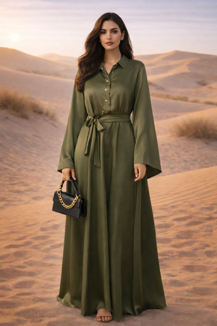 MH Silk Satin Dress, One Size UK 10-20, Dress Length 54 inches, chest size 25 inches Casual Womenswear Summer Maxi Long Sleeve