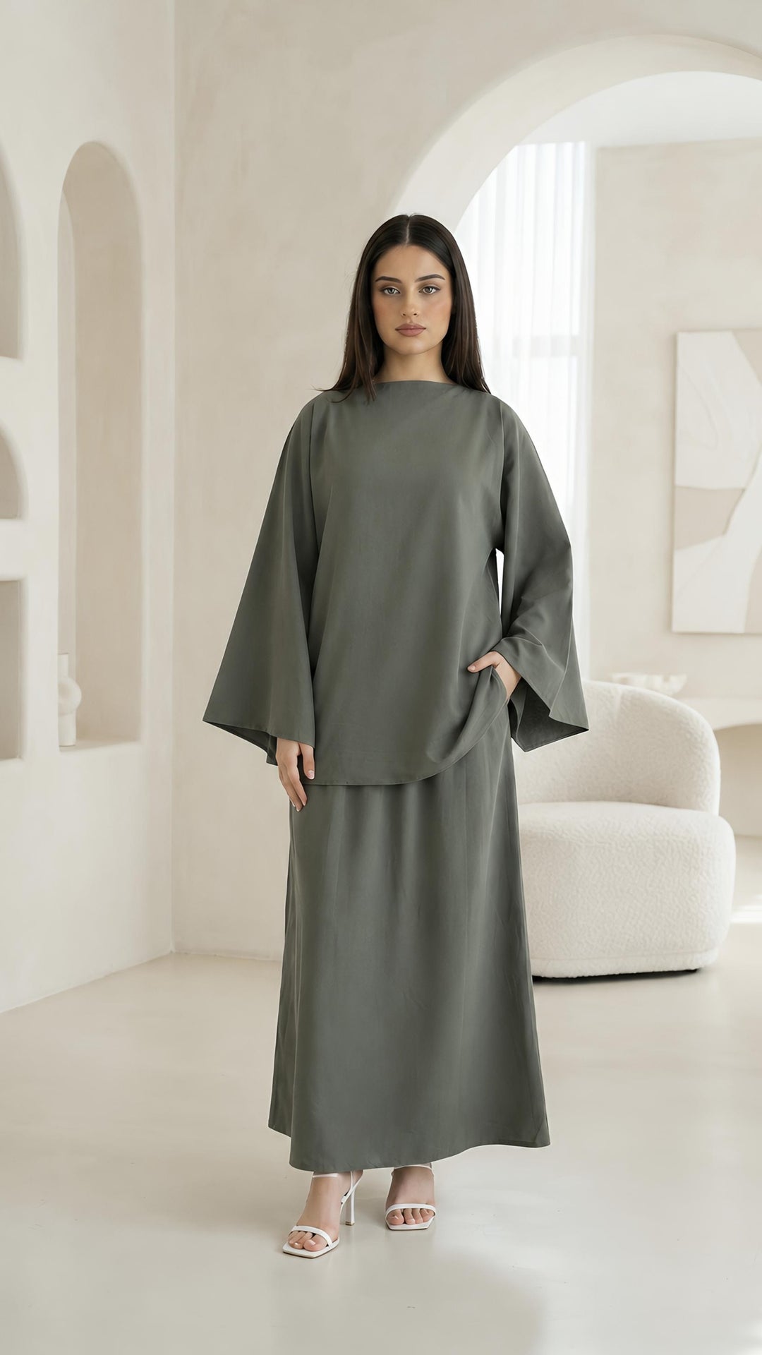 MH Premium Soft Viscose Flared Sleeves Shirt and Skirt with Pockets, One size UK 10-18, Shirt length 27 inches, chest 23 inches, trouser length 41 inches, waist 24 inches