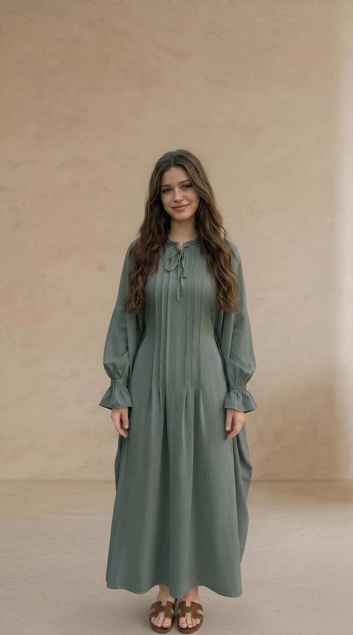 MH Batwing Dress with Inner Drawstring, One Size UK 8-20, Dress Length 53 inches, Chest Size 54 inches, Casual Womenswear Summer Maxi Long Sleeve