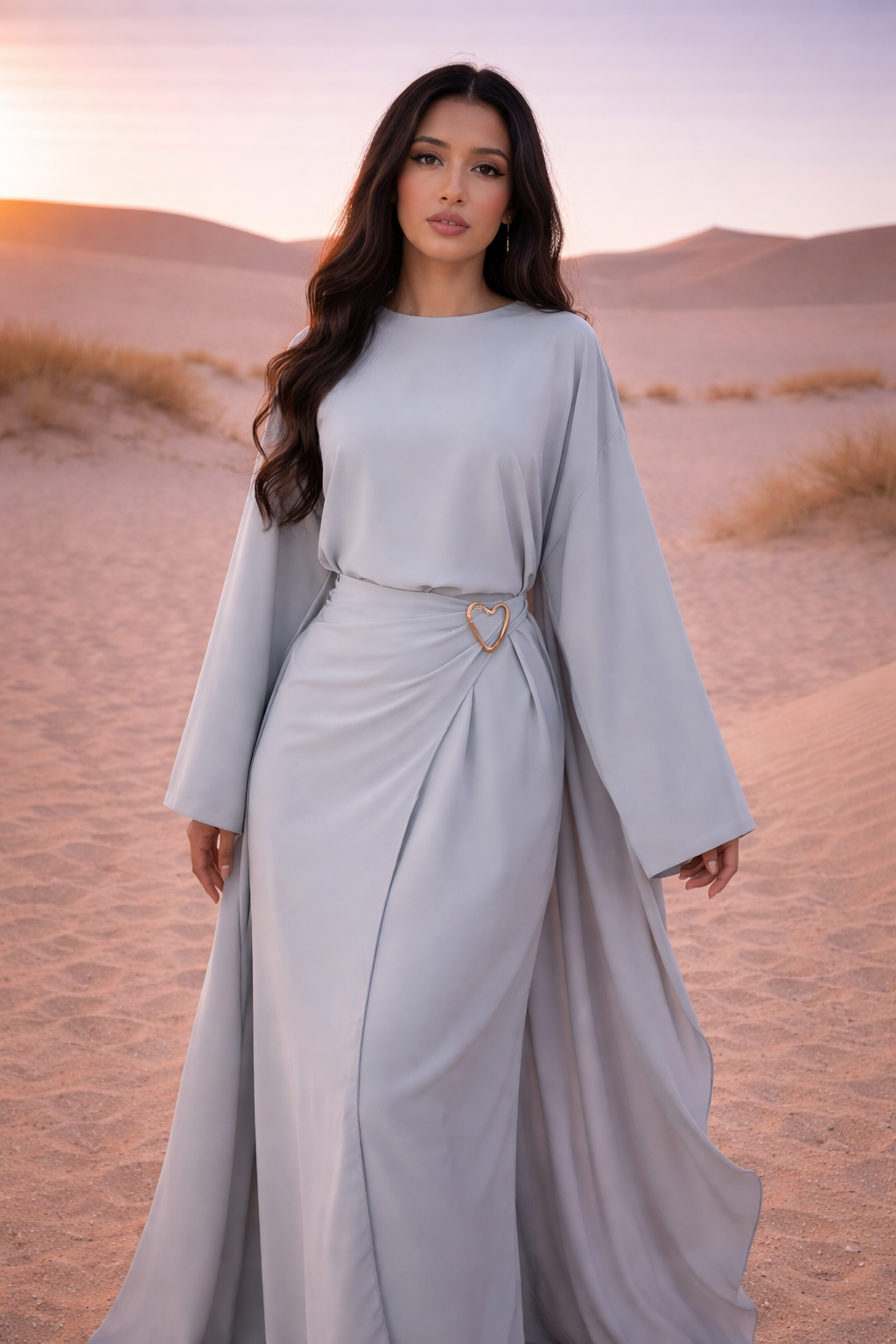 MH Cape Dress With Golden Buckle and Drawstring, One Size UK 8-16/18, Dress Length 54 inches. Chest Size 24 inches, Casual Womenswear Summer Maxi Basic Basic Long Sleeve