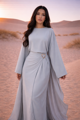 MH Cape Dress With Golden Buckle and Drawstring