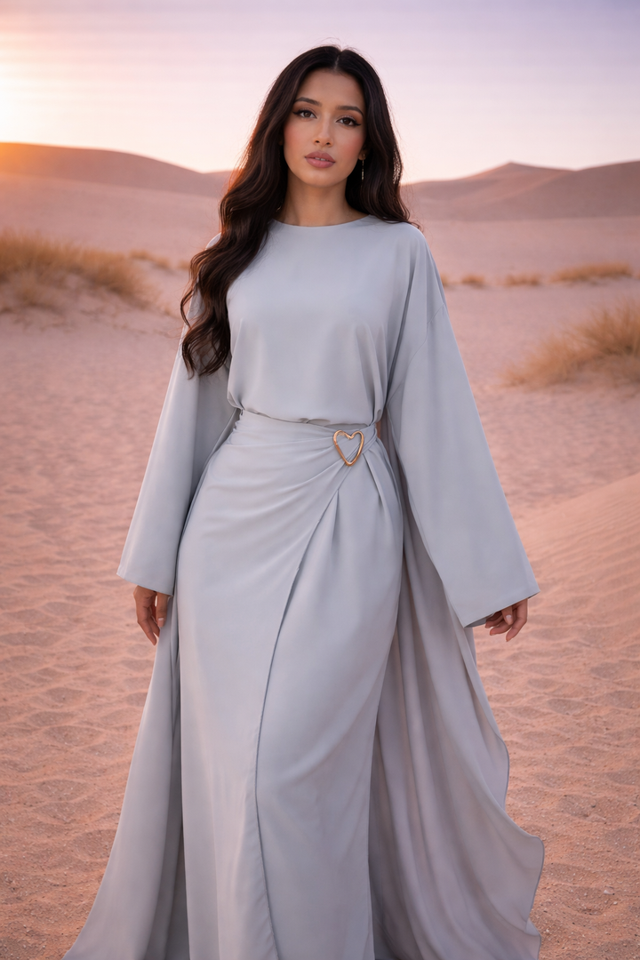 MH Cape Dress With Golden Buckle and Drawstring, One Size UK 8-16/18, Dress Length 54 inches. Chest Size 24 inches, Casual Womenswear Summer Maxi Basic Basic Long Sleeve