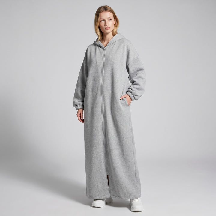 MH Full Length Hoodie with Pockets, One Size UK 10-18. Length 55 inches, Chest size 28 inches,  Casual Womenswear Long Sleeve