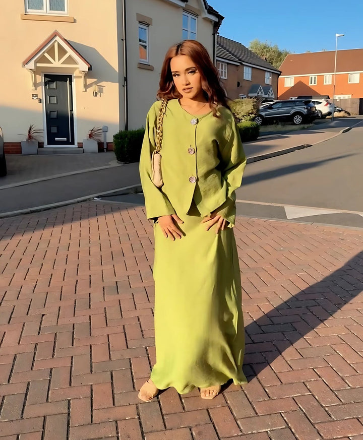 New Viral Kimono Dress One Size UK 6-14 Gold Button in Various Colours Length 54" for Women's Fashion Casual Womenswear Summer Basic Maxi Minimalist Long Sleeve