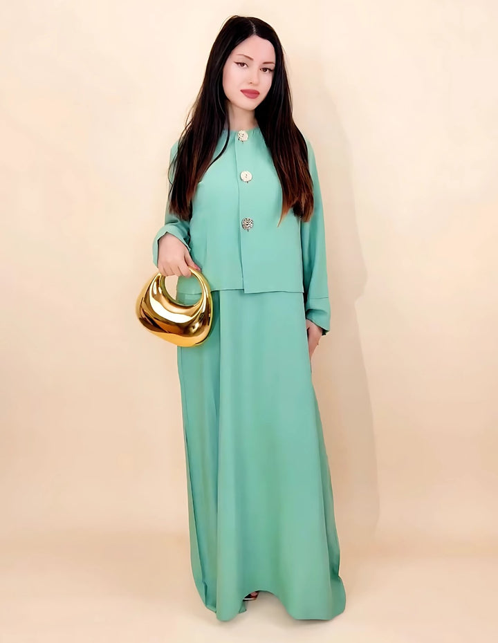 New Viral Kimono Dress One Size UK 6-14 Gold Button in Various Colours Length 54" for Women's Fashion Casual Womenswear Summer Basic Maxi Minimalist Long Sleeve