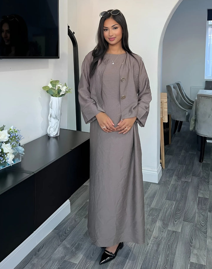 New Viral Kimono Dress One Size UK 6-14 Gold Button in Various Colours Length 54" for Women's Fashion Casual Womenswear Summer Basic Maxi Minimalist Long Sleeve