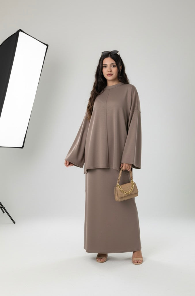 Layla Coord Skirt Set- One Size (UK 10-20), Premium Quality, Comfy, Cozy & Elegant Womenswear Casual Basic Long Sleeve