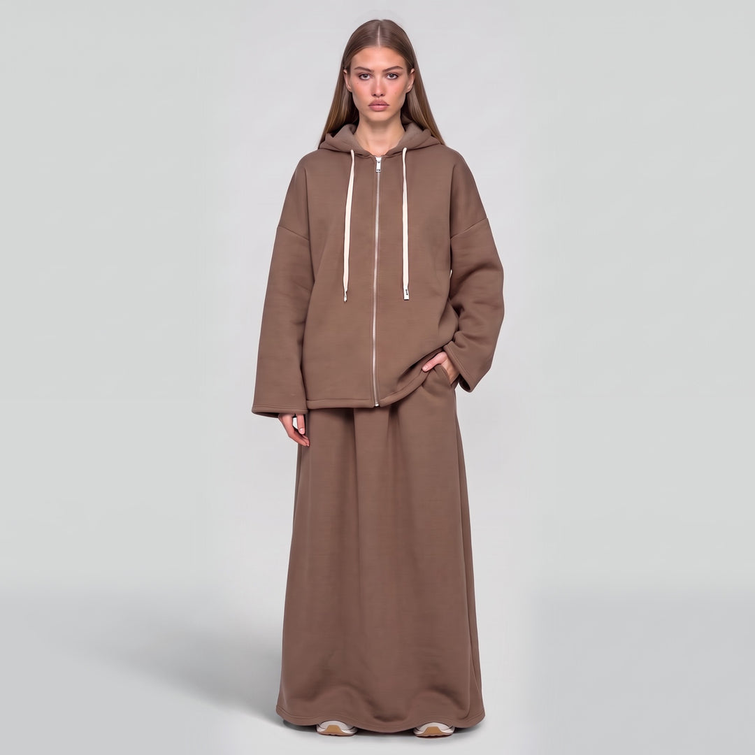 MH Fleece 55% Cotton Hoodie with Skirt & Pockets, One Size UK 10-20, Shirt length 29 inches & 26 inches chest, Skirt length 40 inches & 27 inches waist, Casual Soft Womenswear Everyday