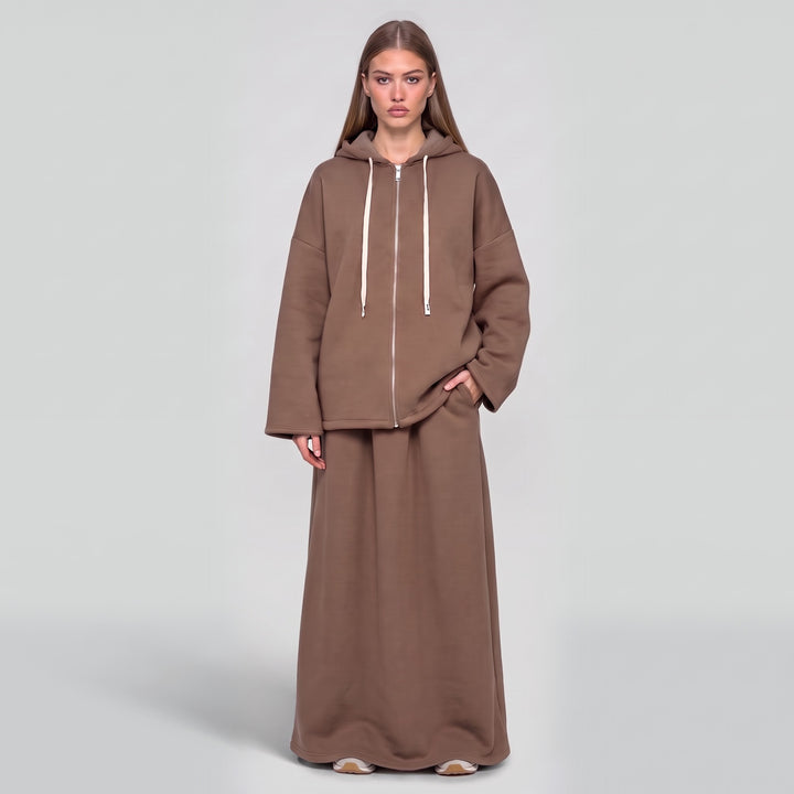 MH Fleece 55% Cotton Hoodie with Skirt & Pockets, One Size UK 10-20, Shirt length 29 inches & 26 inches chest, Skirt length 40 inches & 27 inches waist, Casual Soft Womenswear Everyday