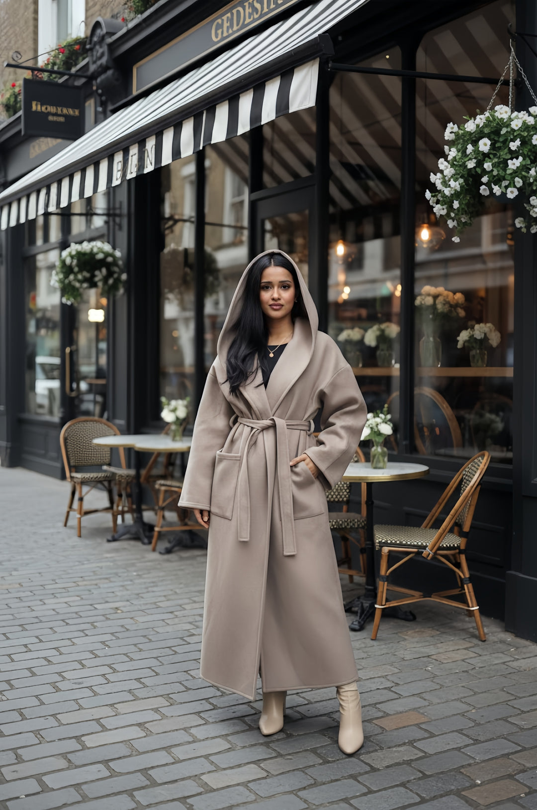 MH (MIA) Hoodie Long Coat with Pockets  One Size UK 10-20 Womenswear Outerwear