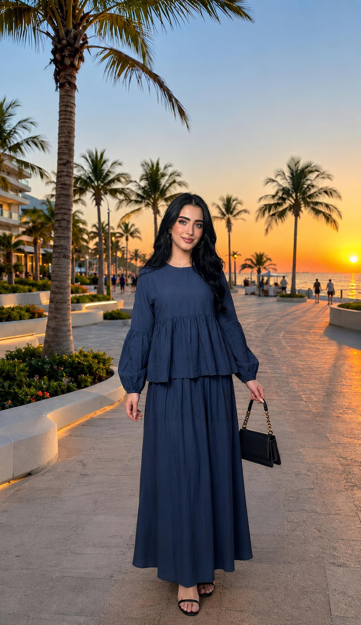 MH Viscose Balloon Sleeves shirt with Skirt, One Size UK 8-18, Shirt length 26 inches, chest size 26 inches, skirt length 41 inches, waist 23 inches,