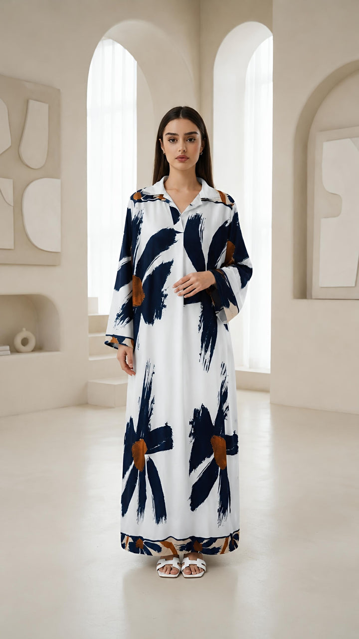 MH Women's Collared Floral Dresses, One Size UK 8-18/20, Dress Length 55 inches, Chest Size 24 inches,  Casual Womenswear Summer Maxi
