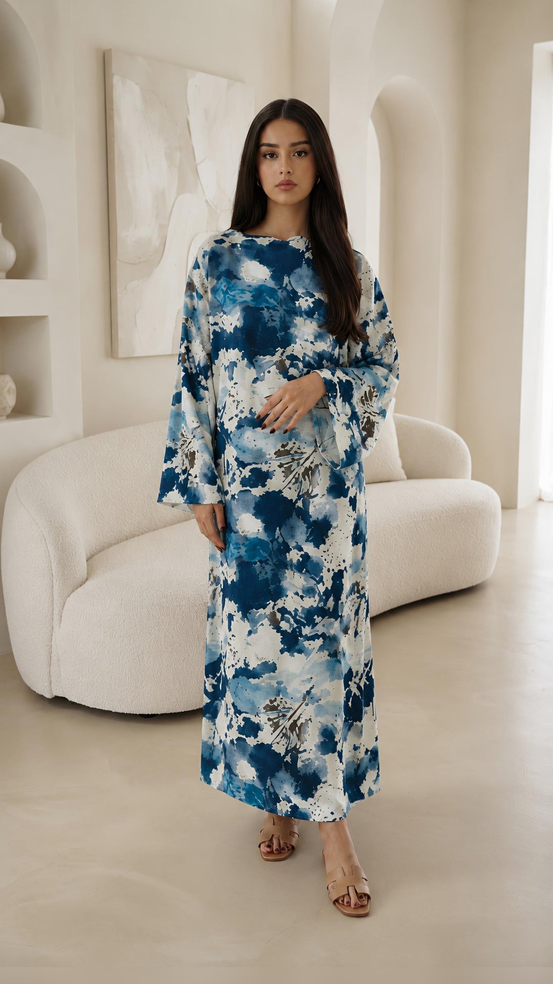 MH Floral Dress, One Size UK 10-20, Dress length 54 inches, chest size 26 inches Casual Womenswear Summer Long Sleeve