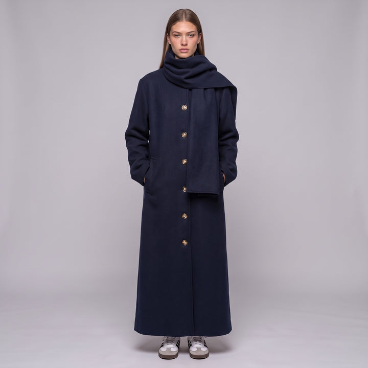 MH Long Coat with Scarf & Pockets, One Size UK 10-20, Length 50 inches & Chest 25 inches,