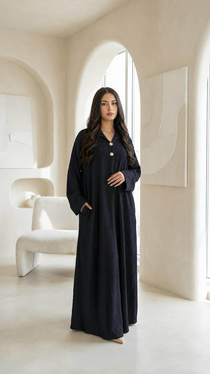 MH Corduroy Fabric Dress, One Size UK 10-18, Dress Length 55 inches, chest size 26 inches,  Casual Womenswear Basic Collared Long Sleeve