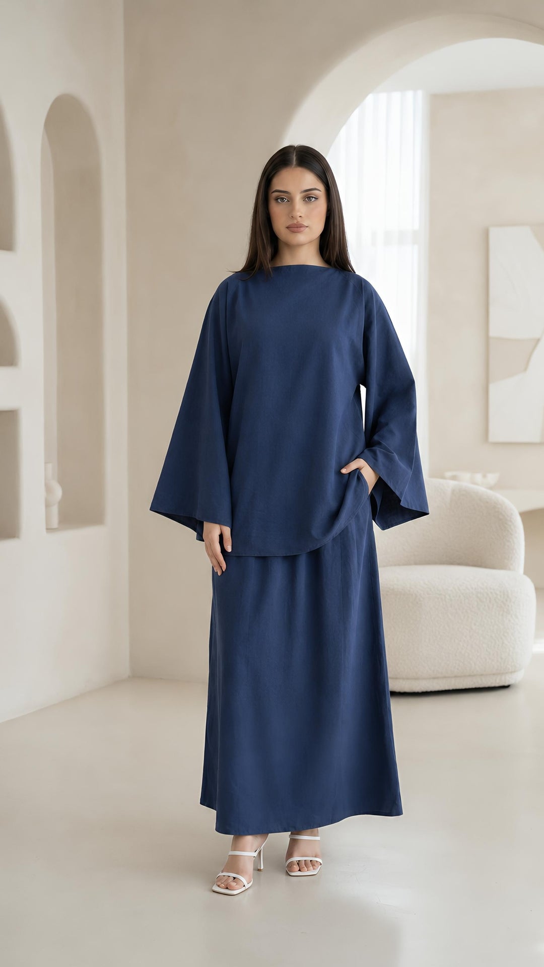 MH Premium Soft Viscose Flared Sleeves Shirt and Skirt with Pockets, One size UK 10-18, Shirt length 27 inches, chest 23 inches, trouser length 41 inches, waist 24 inches