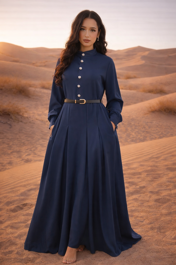MH Premium Viscose Dress with Pockets, Belt and Scarf, One Size UK 8-16, 52 inches long, bust size 20 inchesm Maxi Basic Summer Womenswear Casual