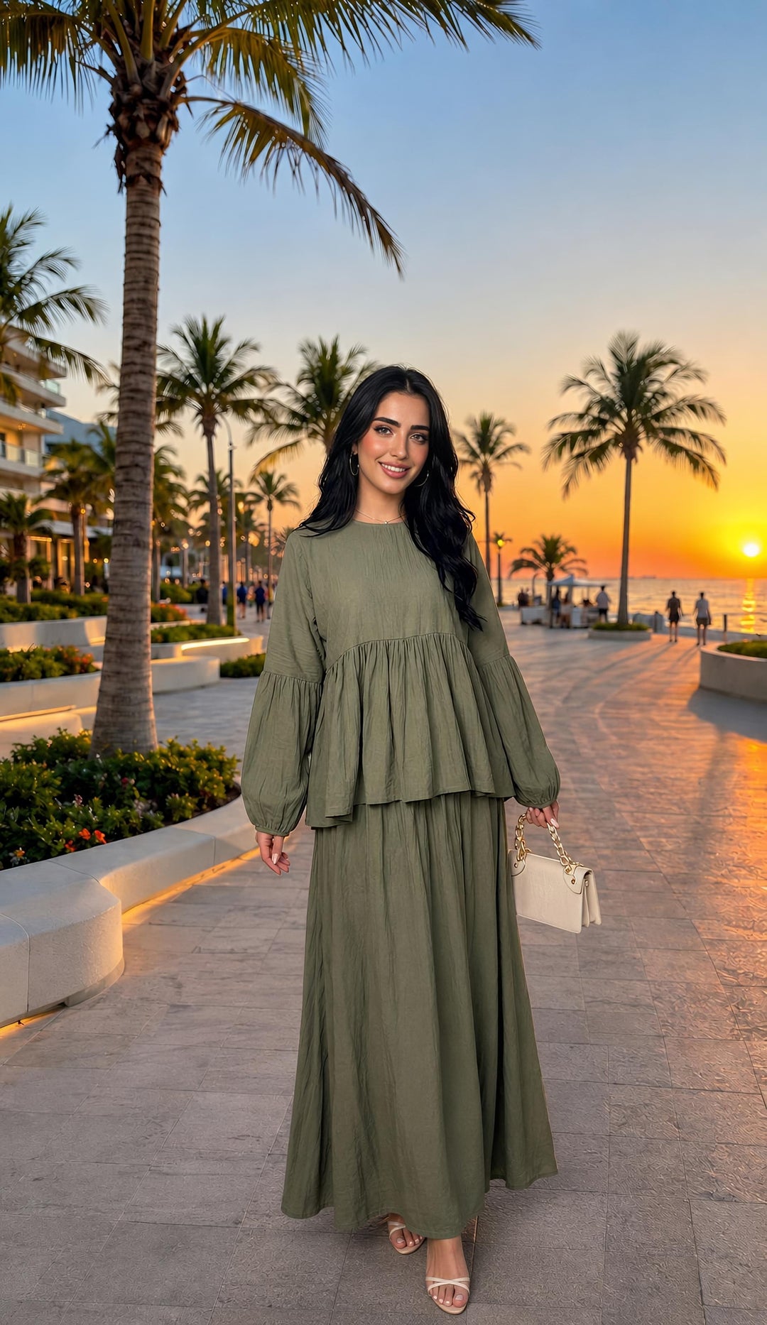 MH Viscose Balloon Sleeves shirt with Skirt, One Size UK 8-18, Shirt length 26 inches, chest size 26 inches, skirt length 41 inches, waist 23 inches,