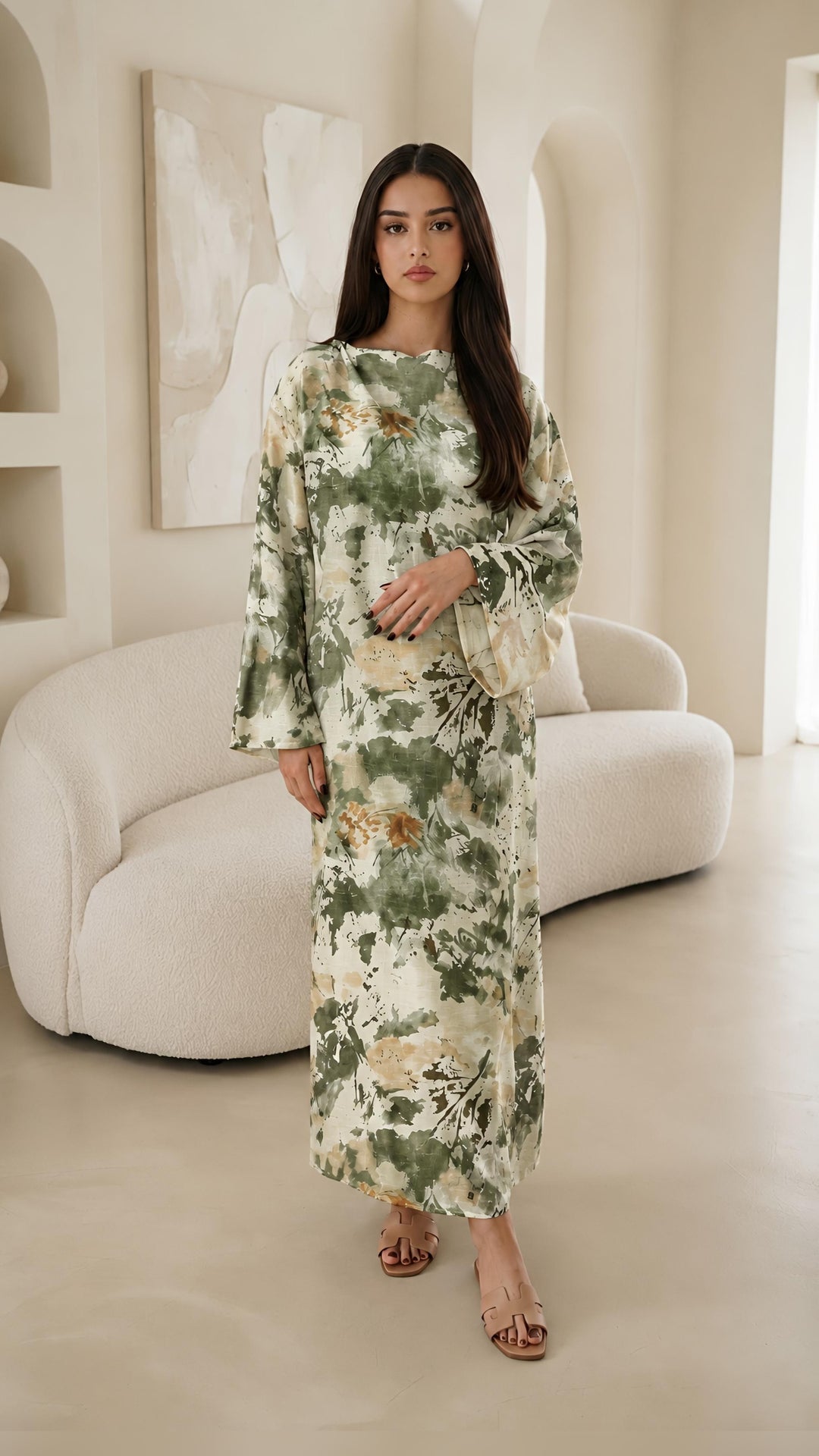 MH Floral Dress, One Size UK 10-20, Dress length 54 inches, chest size 26 inches Casual Womenswear Summer Long Sleeve