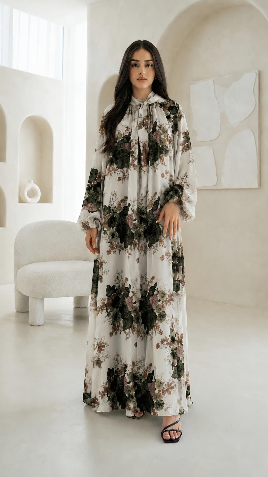 MH Chiffon Dress with Inner Lining One Size UK 10-20 Length 54 Inches Chest 26 Inches Elegant Flowing Design Casual Womenswear Summer Basic Long Sleeve Maxi