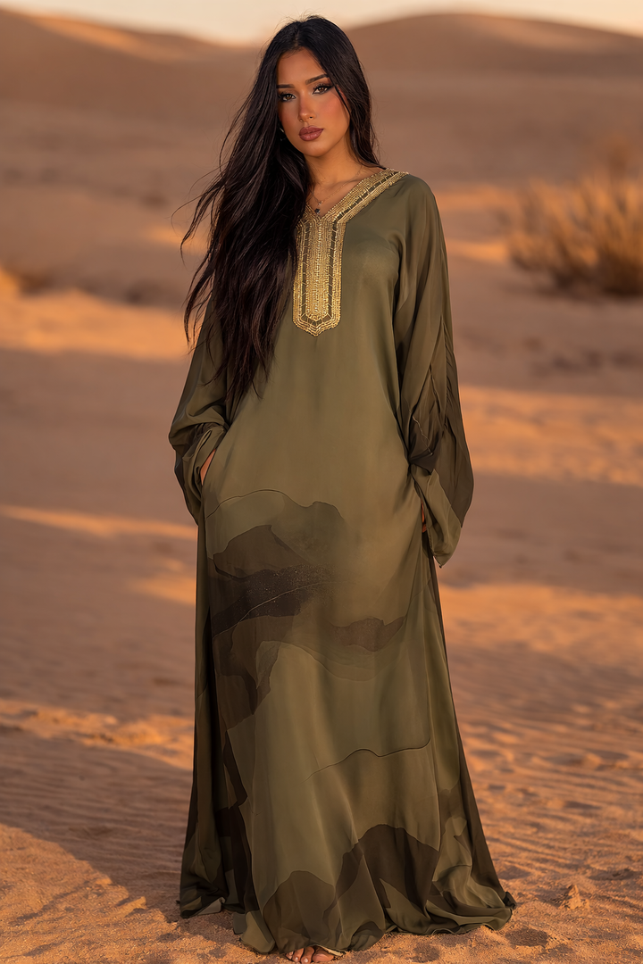 MH Darul Baida Kaftan/Abaya, One Size UK 10-22, Length 54 inches, Chest Size 32 inches Inner Adjustable Drawstring