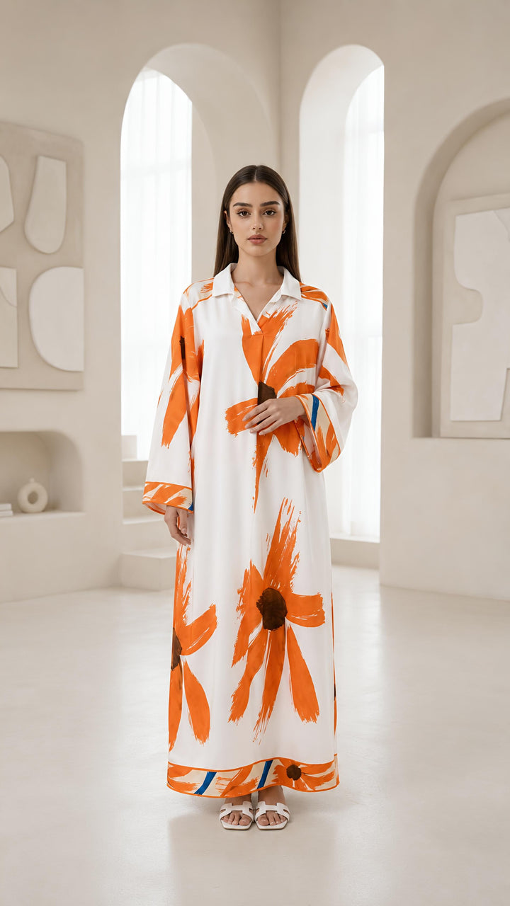 MH Women's Collared Floral Dresses, One Size UK 8-18/20, Dress Length 55 inches, Chest Size 24 inches,  Casual Womenswear Summer Maxi