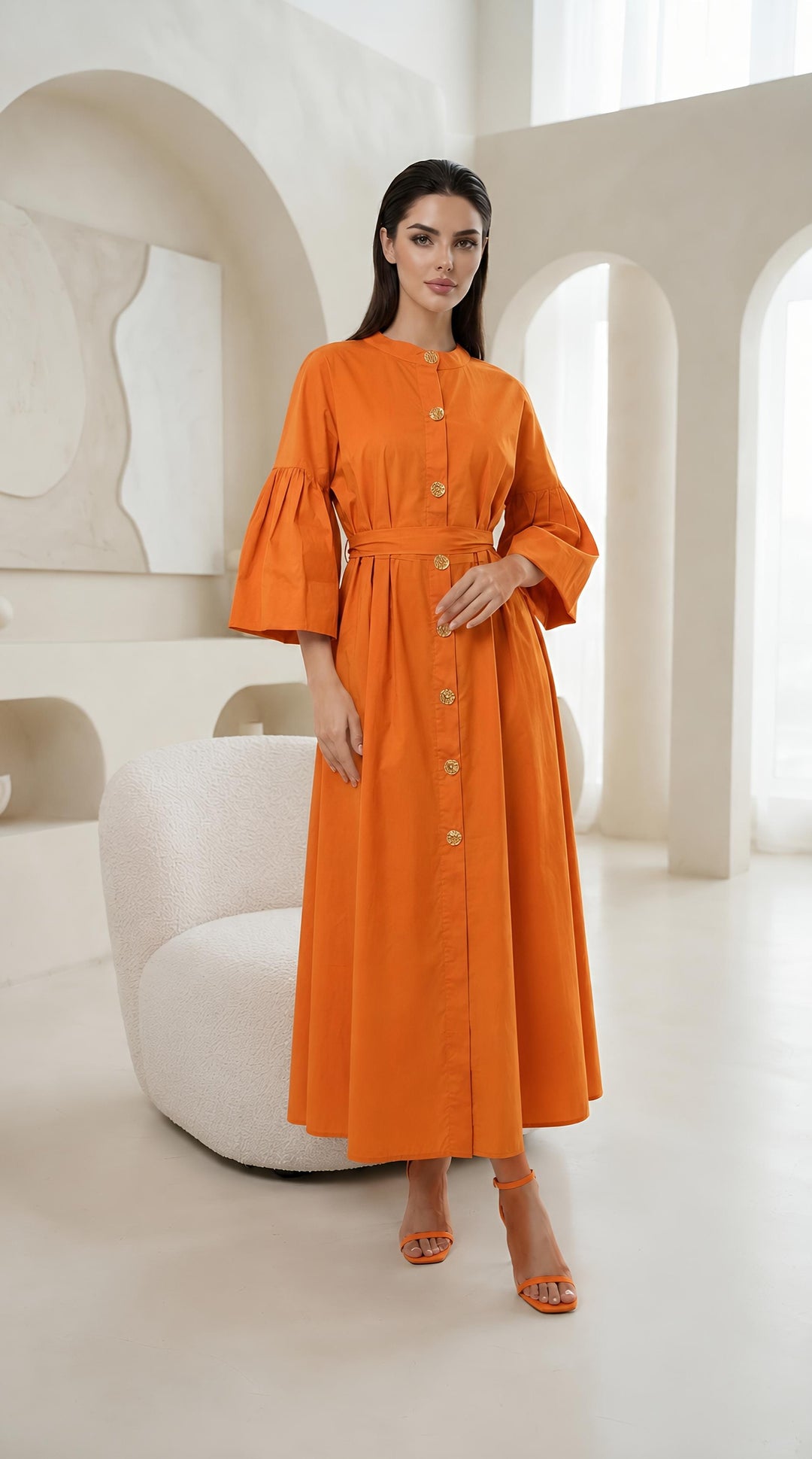 Summer Cotton Dresses Gold Button With Belt One Size UK 6-18  Casual Womenswear  Basic Minimalist