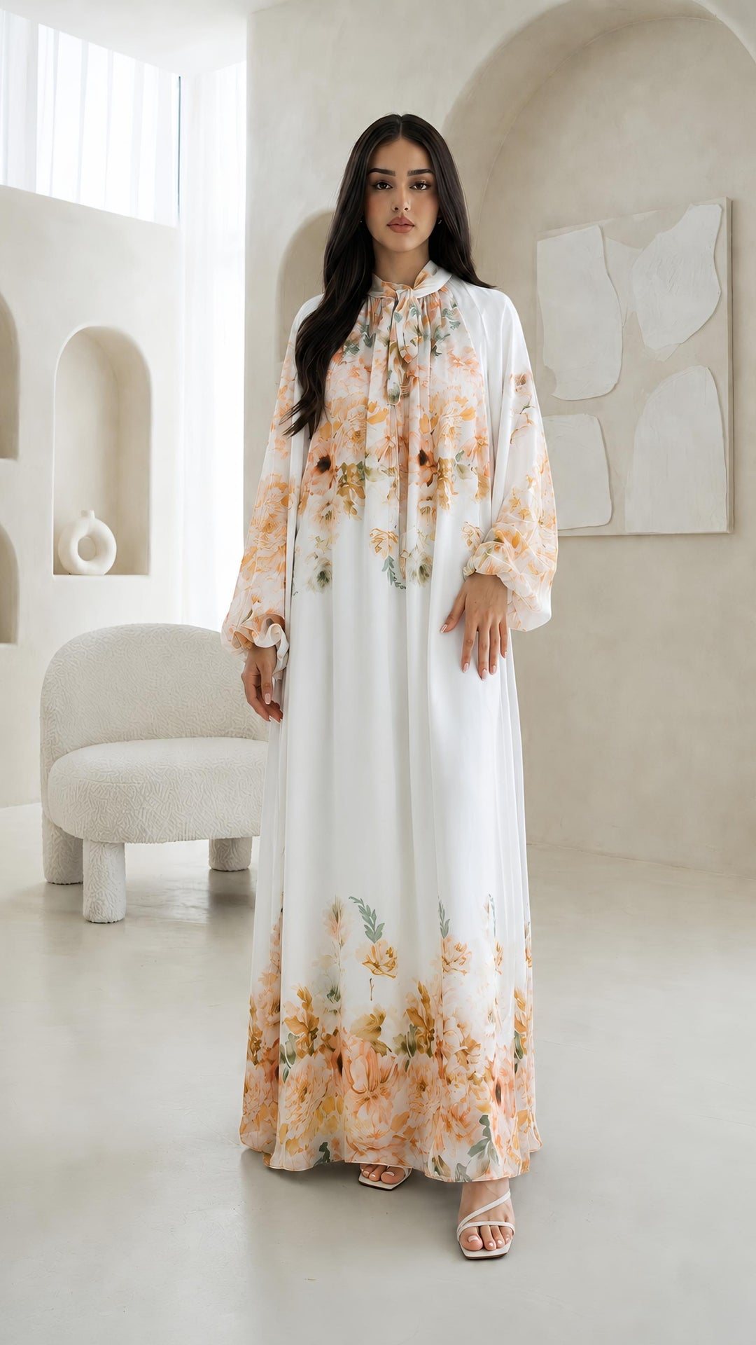 MH Chiffon Dress with Inner Lining One Size UK 10-20 Length 54 Inches Chest 26 Inches Elegant Flowing Design Casual Womenswear Summer Basic Long Sleeve Maxi