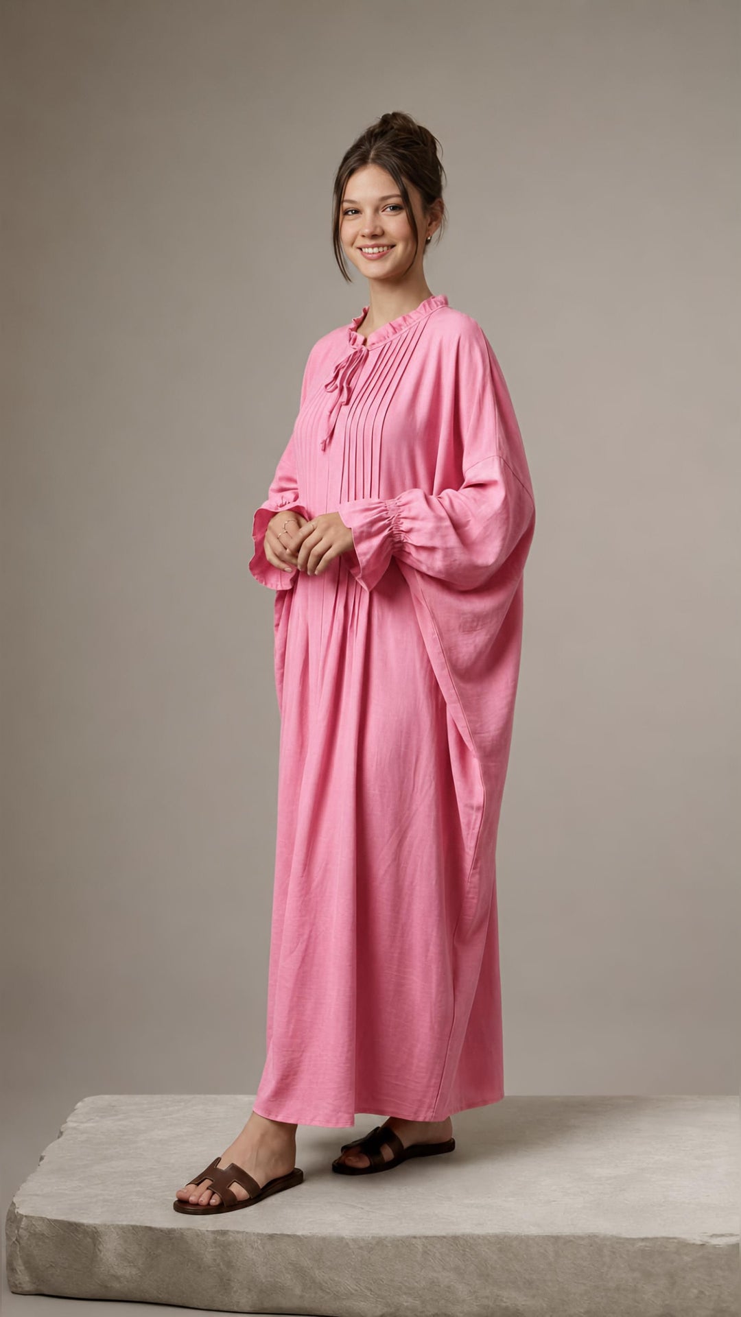 MH Batwing Dress with Inner Drawstring, One Size UK 8-20, Dress Length 53 inches, Chest Size 54 inches, Casual Womenswear Summer Maxi Long Sleeve
