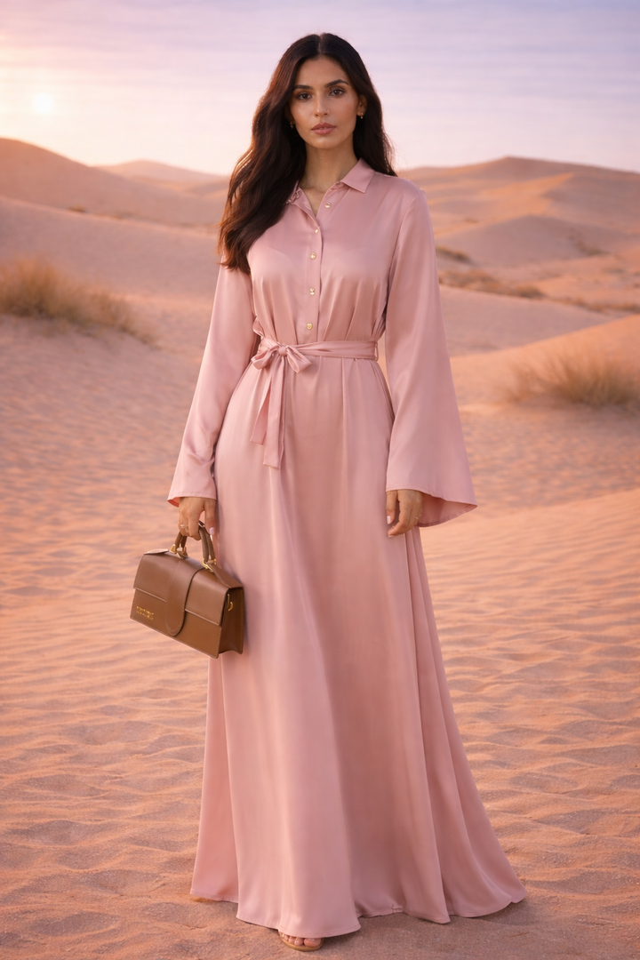 MH Silk Satin Dress, One Size UK 10-20, Dress Length 54 inches, chest size 25 inches Casual Womenswear Summer Maxi Long Sleeve