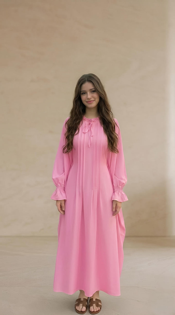 MH Batwing Dress with Inner Drawstring, One Size UK 8-20, Dress Length 53 inches, Chest Size 54 inches, Casual Womenswear Summer Maxi Long Sleeve
