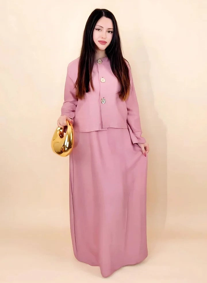 New Viral Kimono Dress One Size UK 6-14 Gold Button in Various Colours Length 54" for Women's Fashion Casual Womenswear Summer Basic Maxi Minimalist Long Sleeve