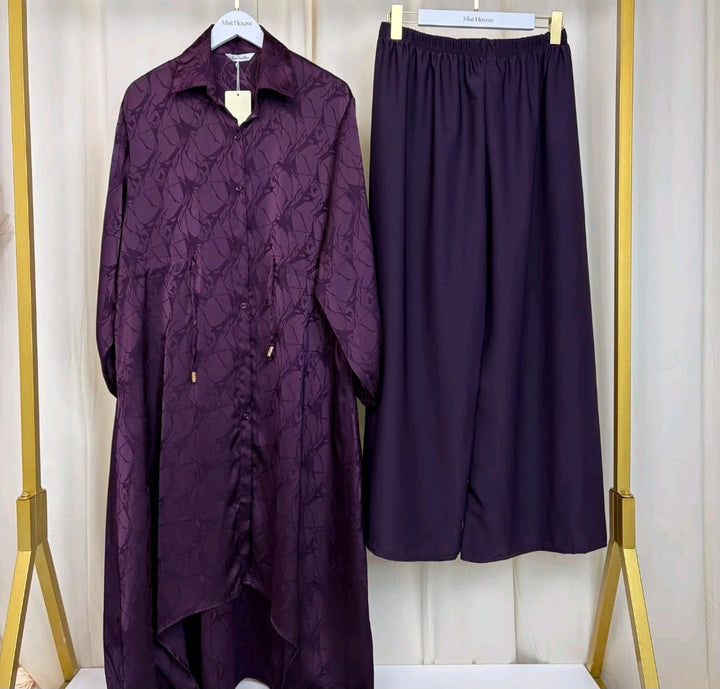 MH Co-Ord Set with Pockets and Drawstring, One Size UK 10-20, Shirt length 50 inches, chest size 24 inches, trouser length 40 inches, hip size23 inches