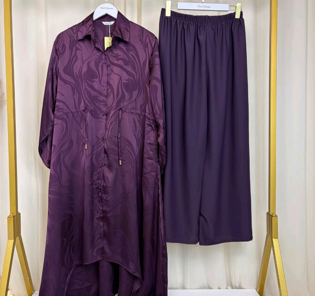 MH Co-Ord Set with Pockets and Drawstring, One Size UK 10-20, Shirt length 50 inches, chest size 24 inches, trouser length 40 inches, hip size23 inches