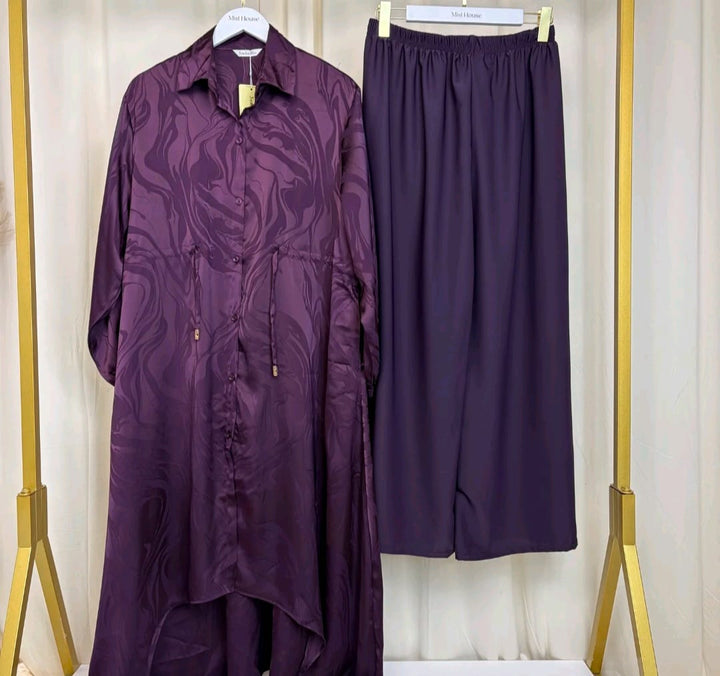 MH Co-Ord Set with Pockets and Drawstring, One Size UK 10-20, Shirt length 50 inches, chest size 24 inches, trouser length 40 inches, hip size23 inches