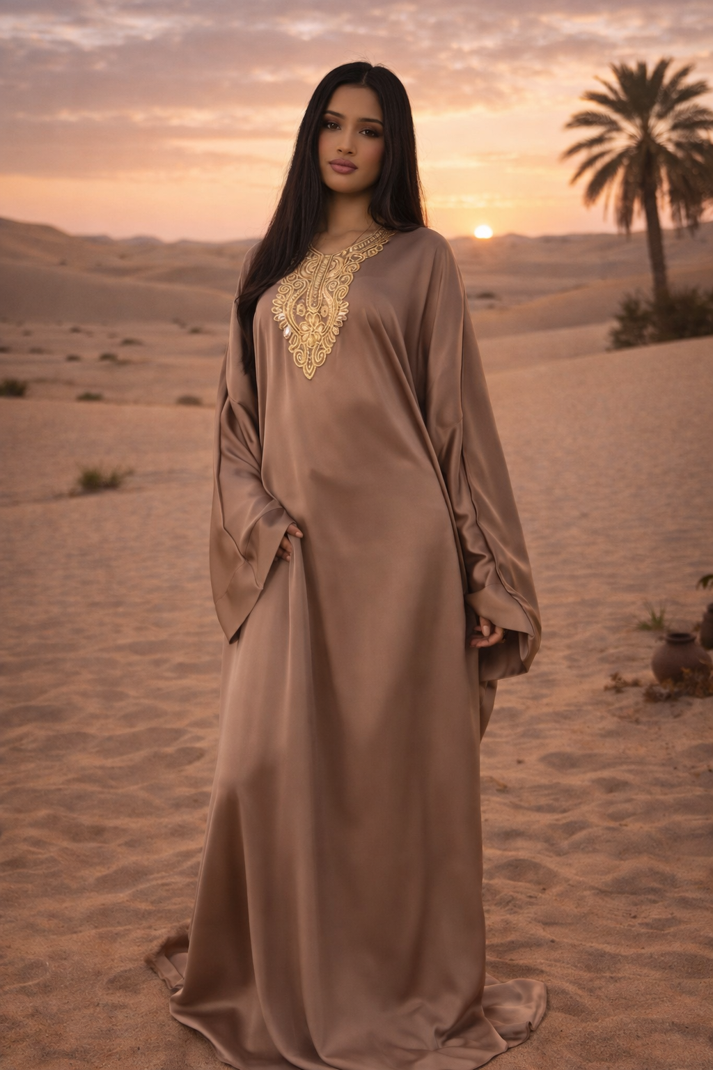 MH Aaliyah Luxury Embroidered Kaftan Abaya Dress with Inner Belt