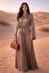 MH (MONA} Silk Satin Dress with Belt
