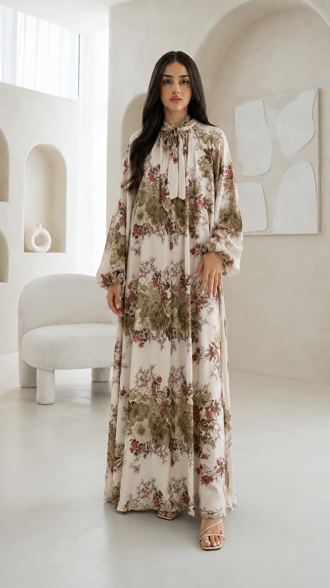 MH Chiffon Dress with Inner Lining One Size UK 10-20 Length 54 Inches Chest 26 Inches Elegant Flowing Design Casual Womenswear Summer Basic Long Sleeve Maxi
