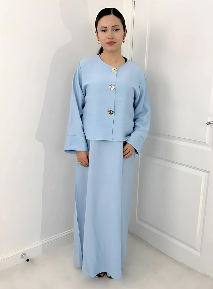 New Viral Kimono Dress One Size UK 6-14 Gold Button in Various Colours Length 54" for Women's Fashion Casual Womenswear Summer Basic Maxi Minimalist Long Sleeve