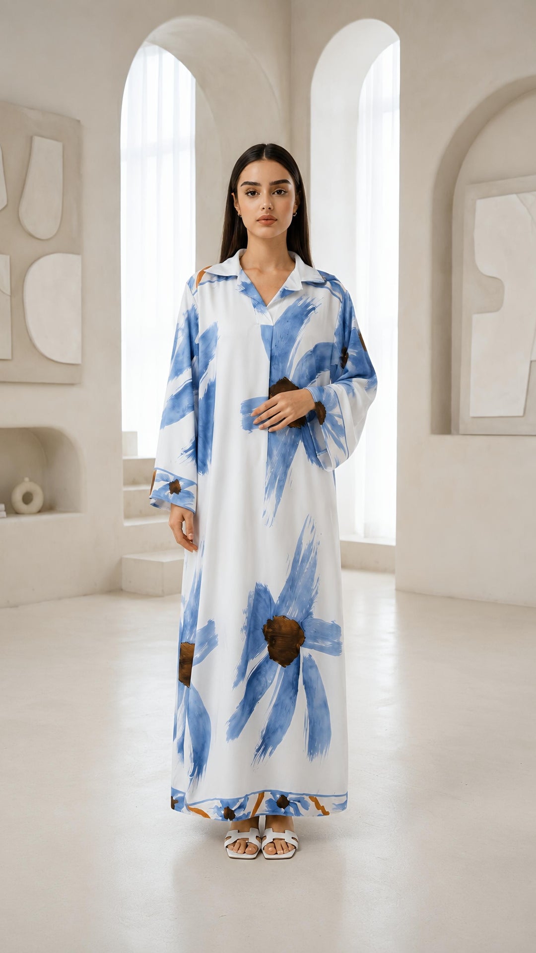 MH Women's Collared Floral Dresses, One Size UK 8-18/20, Dress Length 55 inches, Chest Size 24 inches,  Casual Womenswear Summer Maxi